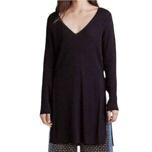 Anthropologie Moth Amalia Sweater Linen Cotton Black Minimalist Tunic Size S NWT
